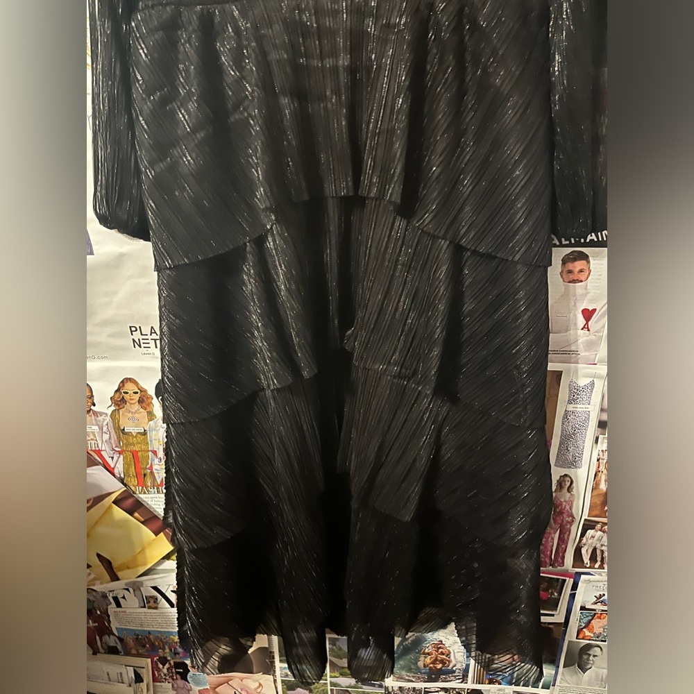 Elegant Black Metallic Sheer Dress - Picture 5 of 8